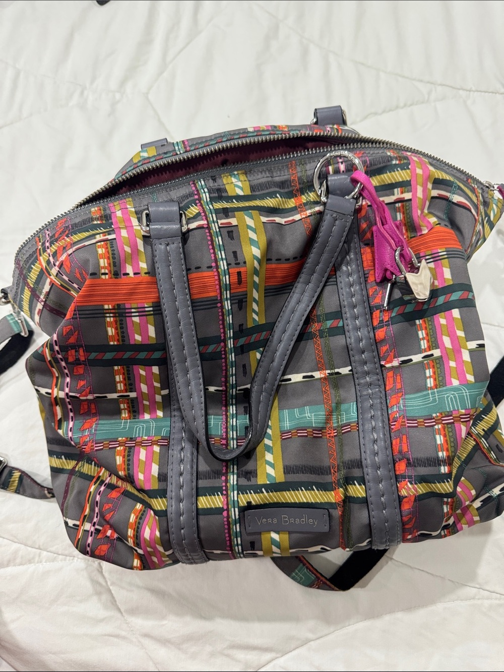 Vera Bradley Gray Multicolor Plaid Shoulder Bag